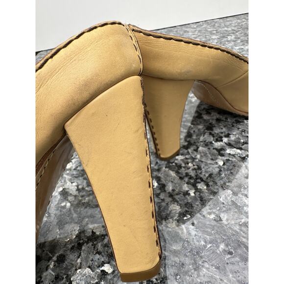 GIUSEPPE ZANOTTI Beige Patent Leather Open Toe Heel Pump Sz 39 - Picture 9 of 12